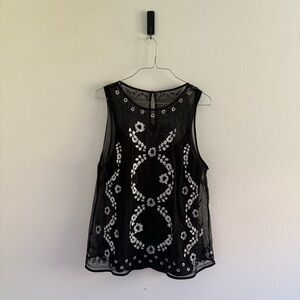 White House Black Market • Black Floral Mesh Top